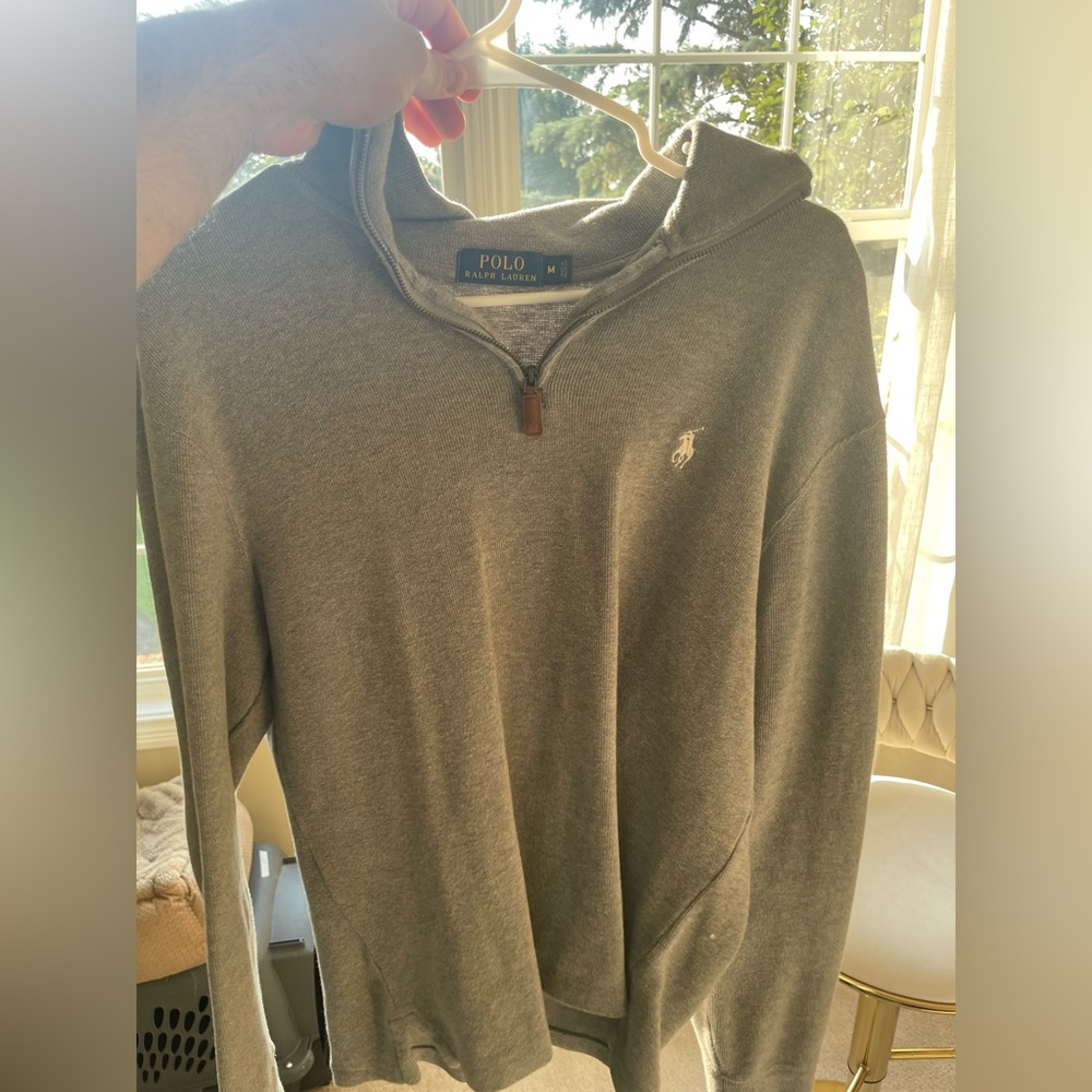 Polo Quarterzip Mens Medium Grey